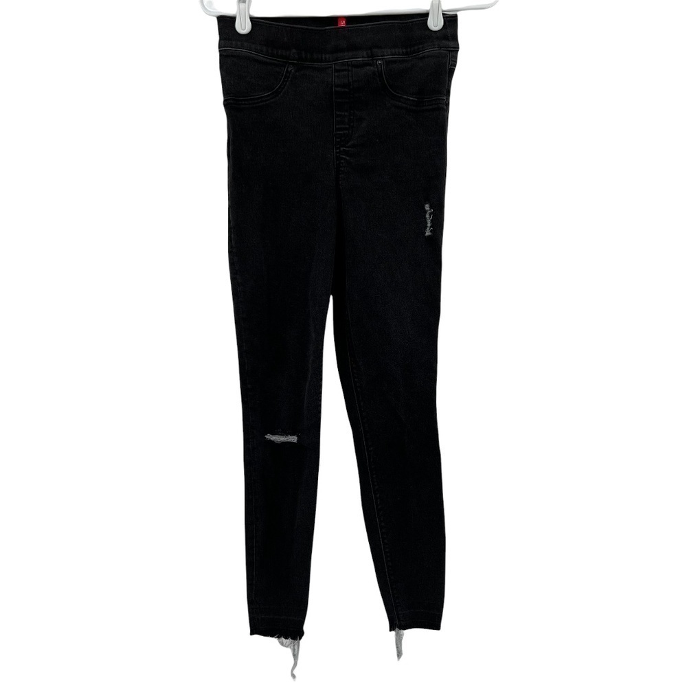 SPANX Black Rough Hem Distressed Skinny Jeans Size Small Petite Women’s